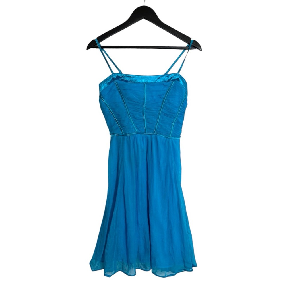 NWT Ceres Blue Silk Blend Ruched Bodice Party Dress Y2K Size Medium Mermaidcore